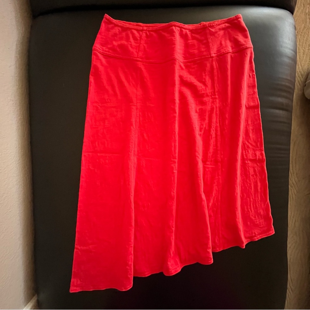 prAna Jacinta Asymmetrical Skirt Size S Sunset Orange 100% Organic Cotton